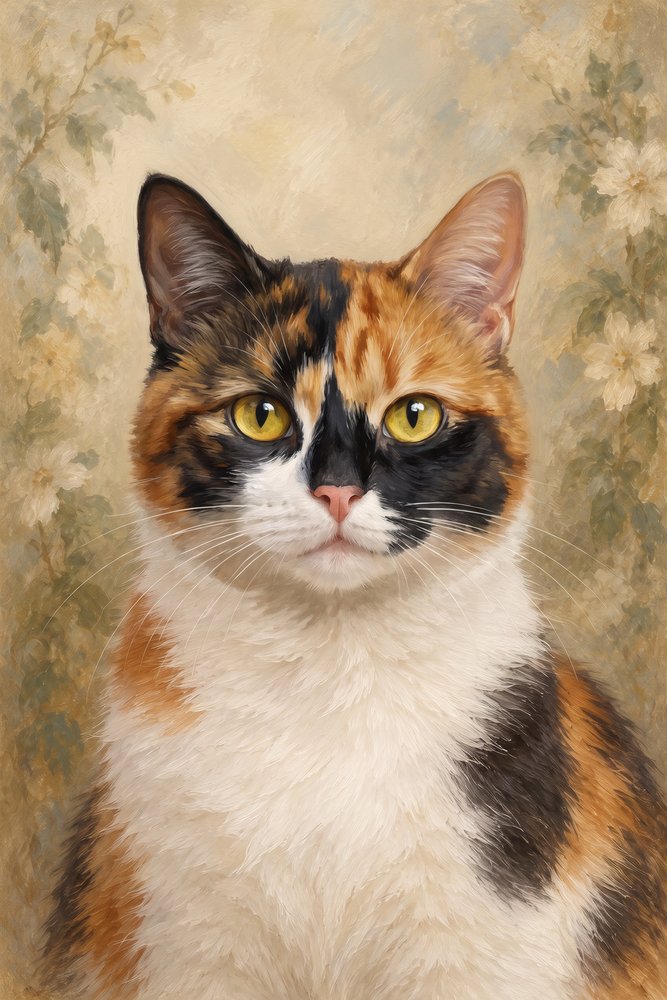 Exemple de couverture dans le style Huile classique (chat : Luna)