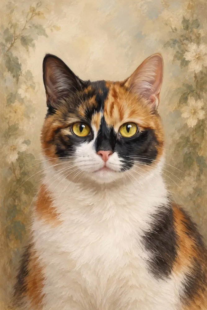 Huile classique: un exemple de couverture dans ce style, peinte d’après la photo d’un chat modèle