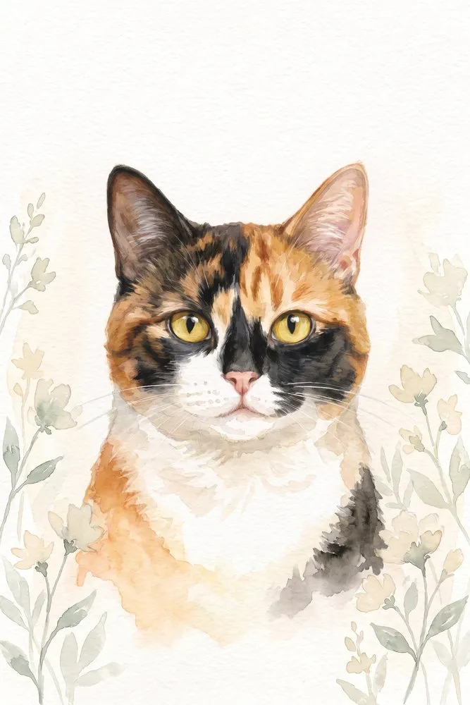 Aquarelle: un exemple de couverture dans ce style, peinte d’après la photo d’un chat modèle